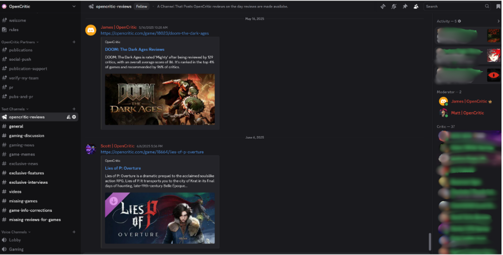OpenCritic Discord